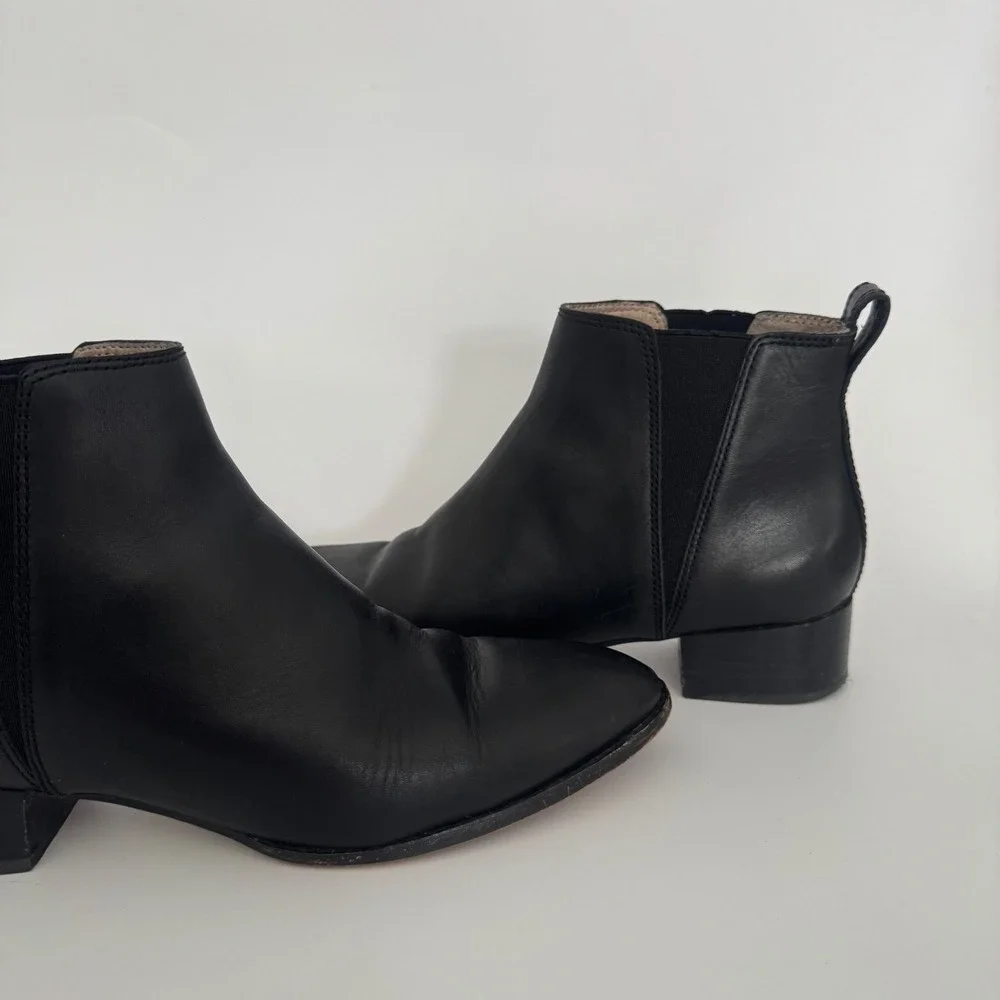 Madewell Leather Carina‎ Ankle Boots Chelsea Block Heel Women Size 8 Boot